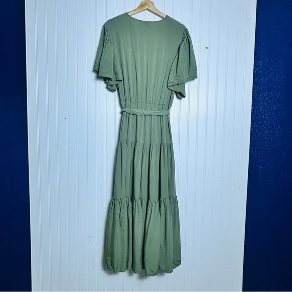 Petal and Pup Barker Mini Dress Olive Belted V-Neck XL NWT - Picture 9 of 13